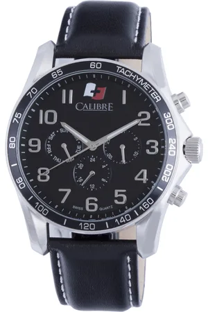 Calibre Mens Buffalo Swiss Made Movement Watch Leather Calfskin Strap Dial - One Size
