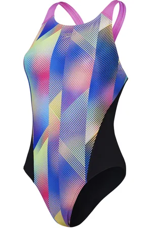 Speedo Womens Allover Digital Recordbreaker 1 Piece Swimsuit in Multi colour - - Size 14 UK