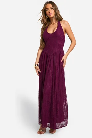 Boohoo Womens Halter Neck Lace Maxi Dress - - Size 8 UK