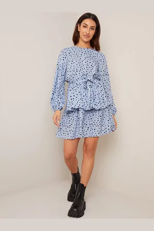 Chi Chi London Womens Long Sleeve Spot Print Mini Dress in - Size 10 UK