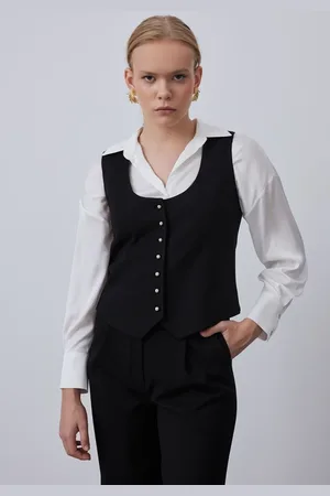 Gusto Womens Tailored Waistcoat With Buttons - - Size Small