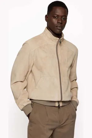 HUGO BOSS Mens Mika Suede Bomber Jacket in - Size 3XL