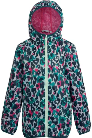 Regatta Kids Unisex Great Outdoors Childrens/Kids Printed Lever Waterproof Packaway Jacket (Bleached Aqua) - - Size 14Y