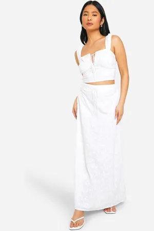 Boohoo Womens Petite Broderie Contrast Bow Maxi Skirt - - Size 8 UK
