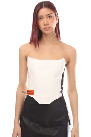 Heron Preston Womens Flaming Skull Corset Top in Cotton - Size 8 UK