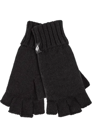 Heat Holders Womens Ladies Solid Knitted Fingerless Gloves