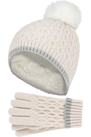 Heat Holders Girls Thermal Insulated Pom Pom Bobble Beanie Hat and Gloves