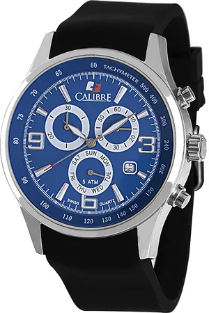 Calibre Mens Mauler Swiss Made Movement Watch Silicone Strap Blue Dial - One Size