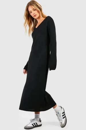 Boohoo Womens Flare Sleeve Knit Midaxi Dress - - Size 10 UK