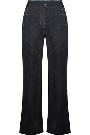 Timberland Wide Leg Relaxed Chambray Blue Womens Linen Pants A0597 440 - Size UK 5