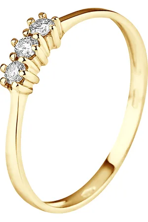 Diadema Womens - Ring - Trilogy Diamond - Yellow Gold - - Size N