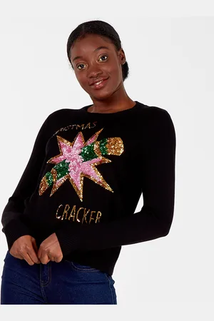 Blue Vanilla Womens ALAYNA - Christmas Cracker Sequin Jumper - Nylon - Size Small