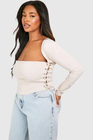 Boohoo Womens Plus Bengaline Lace Up Square Neck Corset Top - viscose - Size 22 UK