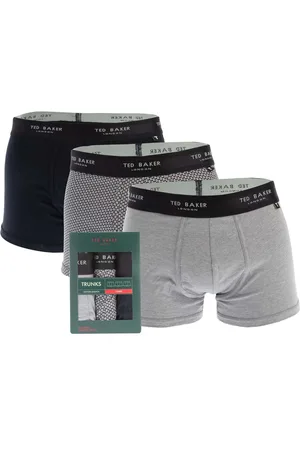 Ted Baker Mens 3 Pack of Cotton Trunks in Grey - Size Large
