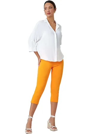 Roman Womens Gingham Elastic Waist Stretch Cropped Trouser - - Size 10 UK
