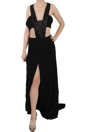 John Richmond WoMens Crystal Leather Gown Flare Dress material_Acrylic - Size IT 40 (Womens)