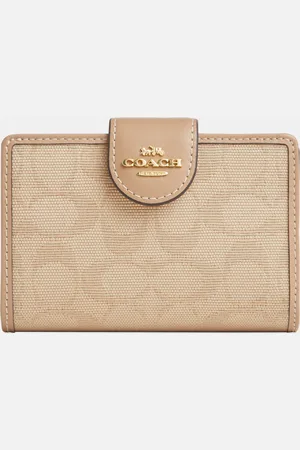 Coach Womens Medium Corner Zip Wallet in Signature Canvas - - One Size