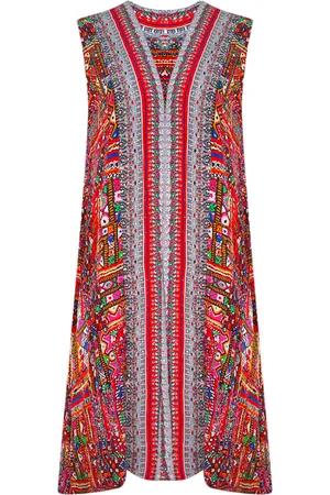 INOA Womens Banjara 12003 Print Multicoloured Reversable Long Shrug Cover Up - - Size 10 UK