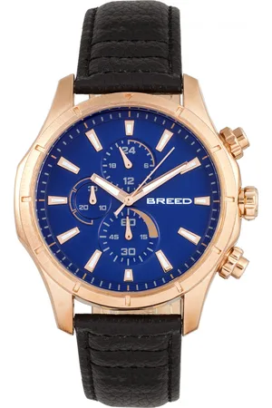 Breed Mens Lacroix Chronograph Leather-Band Watch - Stainless Steel - One Size
