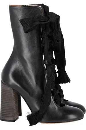 Chloé Pre-owned Womens Chloé Harper Lace-Up Heeled Ankle Boots in Leather - Size EU 37