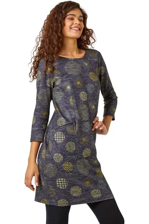 Roman Womens Spot Print Shift Stretch Dress - - Size 18 UK