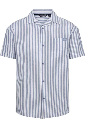 Regatta Mens Shorebay II Stripe Short-Sleeved Shirt (Coronet /White) - Size Medium