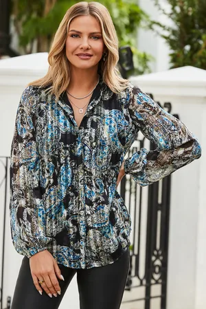 Sosandar Womens Paisley Print Blouson Sleeve Shirt - Size 10 UK