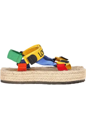 Loewe Pre-owned Womens Colorblock Webbing Espadrille Sandals in Multicolor Canvas - - Size EU 35