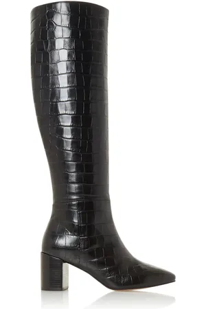 Dune Womens SAFFIA Knee High Block Heel Boots - Leather - Size UK 3