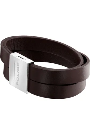 Police : "BACKLASH" BROWN LEATHER BRACELET - - One Size