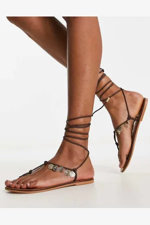 ASOS Womens Fernando leather coin sandals in - Size UK 7