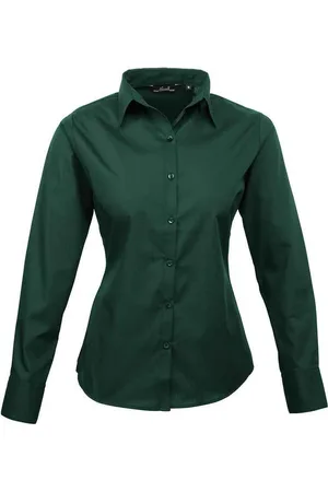 Premier Womens/Ladies Long-Sleeved Shirt (Bottle ) - Size 14 UK