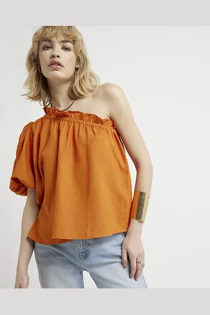 River Island Womens One Shoulder Top Linen Blend viscose - Size 8 UK