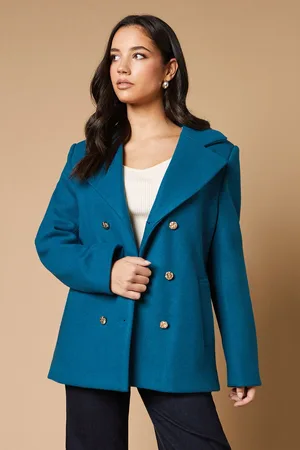 Oasis Womens Button Detail Double Breasted Peacoat - - Size 10 UK