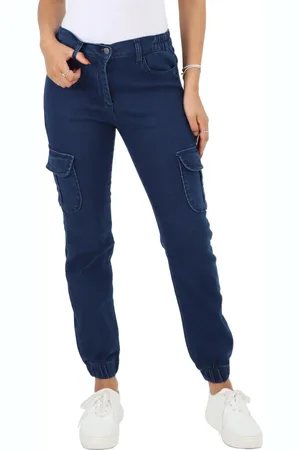 MYT Womens Side Elastic Waist Self Cuffed Jeans in Dark Stonewash - Denim - Size 20 Regular