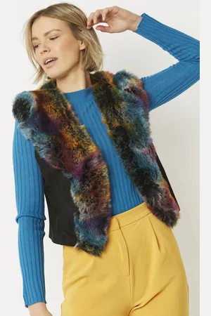 Jayley Womens Luxury Faux Fur Suede Gilet - - One Size