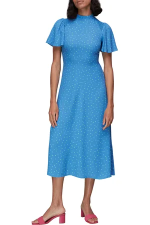 Whistles Womens Uneven Spot Print Midi Dress - - Size 12 UK