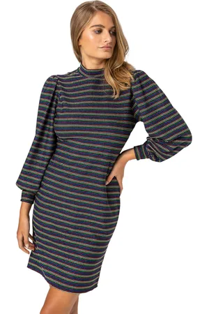 Roman Womens Shimmer Stripe High Neck Dress - - Size 18 UK