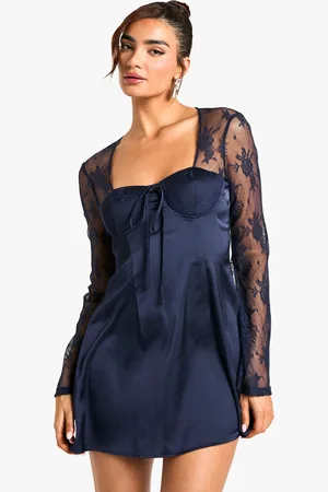 Boohoo Womens Flare Sleeve Lace Mini Dress - - Size 10 UK