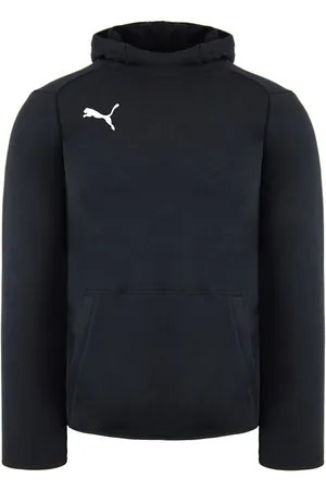 PUMA Childrens Unisex Liga Casuals Hoody Plain Logo Junior Pullover Jumper 655636 03 Cotton - Size 11-12Y