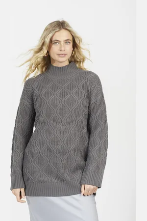 Brave Soul Womens High Neck Cable Knit Tunic Jumper - Size Small