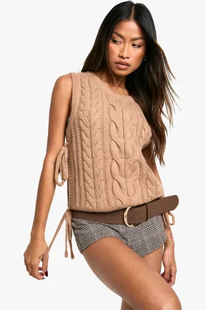 Boohoo Womens Soft Knit Cable Tie Vest - - Size Small