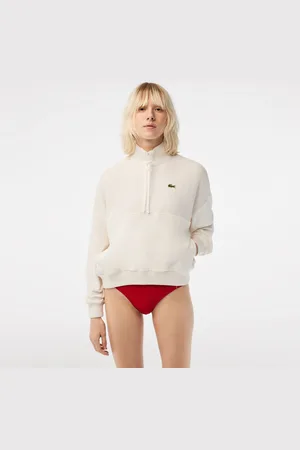 Lacoste Womens High-Neck Terry Cloth Half Zip Sweatshirt in Polycotton - Size 4 UK