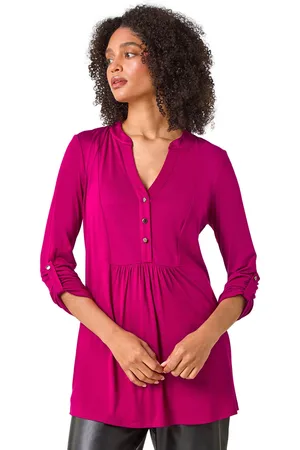 Roman Womens V-Neck Button Detail Tunic Top - - Size 20 UK