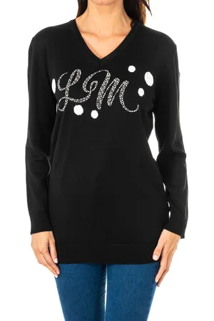 La Martina Womens long-sleeved V-neck sweater KWS301 - Wool - Size Large