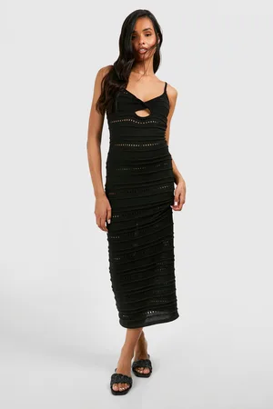 Boohoo Womens Tall Crochet Knitted Cut Out Beach Midaxi Dress - - Size 10 UK