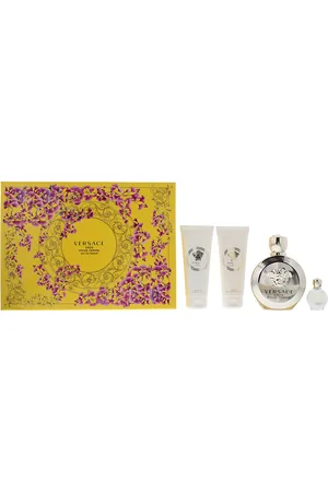 VERSACE Womens Eros Pour Femme Eau De Parfum 100ml, Shower Gel Body Lotion + Eau De 5ml Gift Set - - One Size