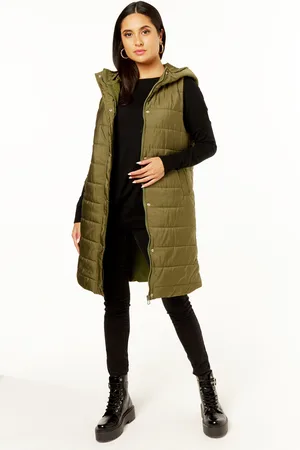 Gini London Womens Longline Padded Hooded Gilet - - Size Small/Medium