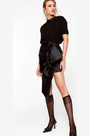 NASTY GAL Womens Satin Twill Oversized Bow Mini Skirt - - Size 6 UK