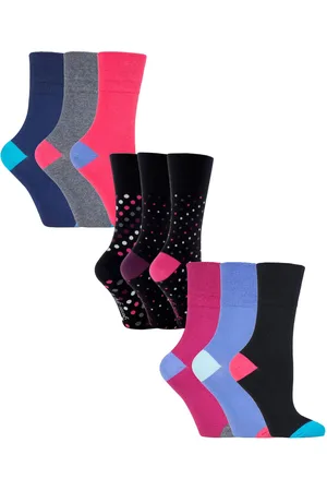 Gentle Grip 9 Pair Multipack Ladies Cotton Crew Non Elastic Socks